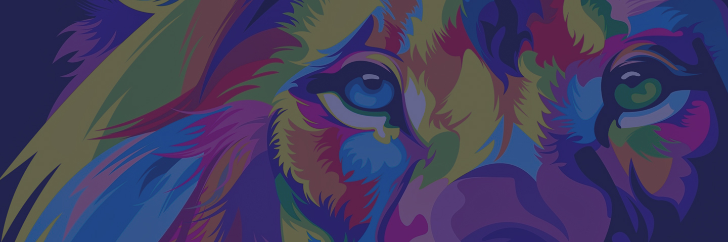 Colorful Lion Drawing Banner