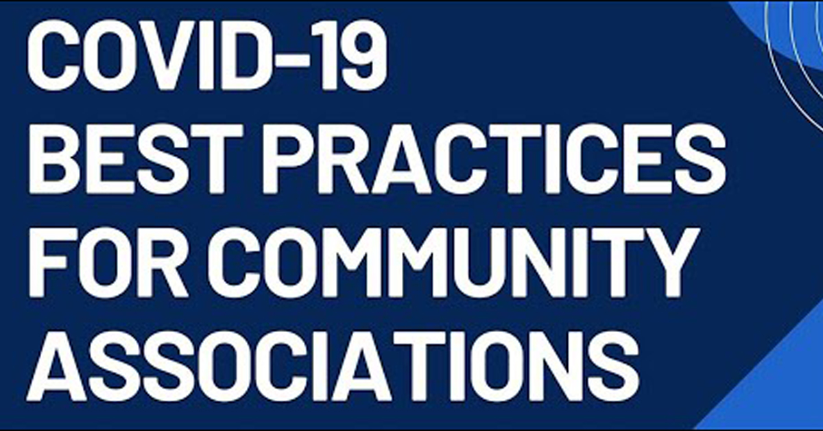 Text overlay saying, COVID-19 Best Practices for community associations