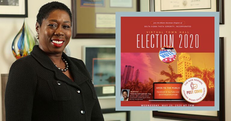 Becker Shareholder Yolanda Cash Jackson promoting a webinar she is hosting named Virtual Town Hall Elelection 2020