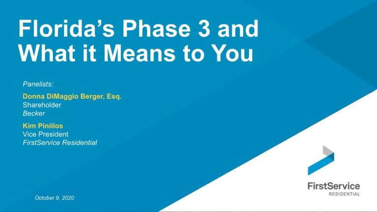 Screenshot of the FSR webinar. With text overlayed saying, Florida's Phase 3 and what it means to you.
