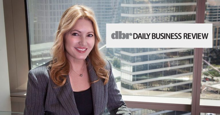Photo of Donna DiMaggio Berger with the DBR Daily Business Review logo Overlaid.