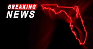 Breaking News alert in red, over the state of Florida
