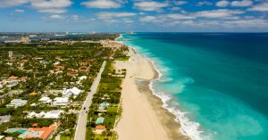 West Palm Beach beach coastline aerial.