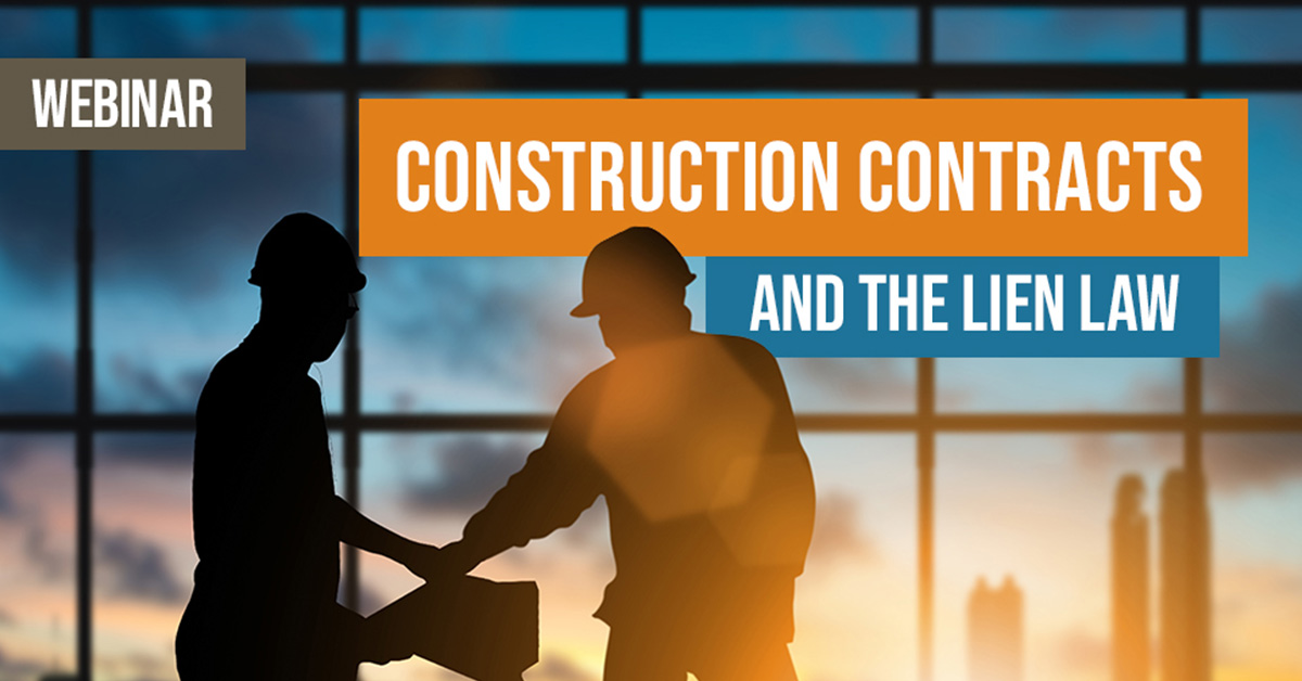Banner for online class - Construction Contracts and the Lien Law